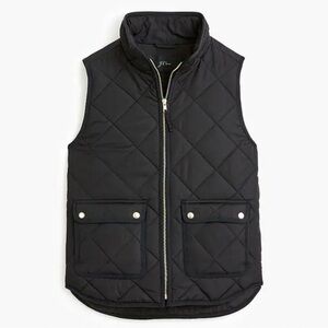 J Crew Black Excursion Quilted Down Zip-Up Vest sz S